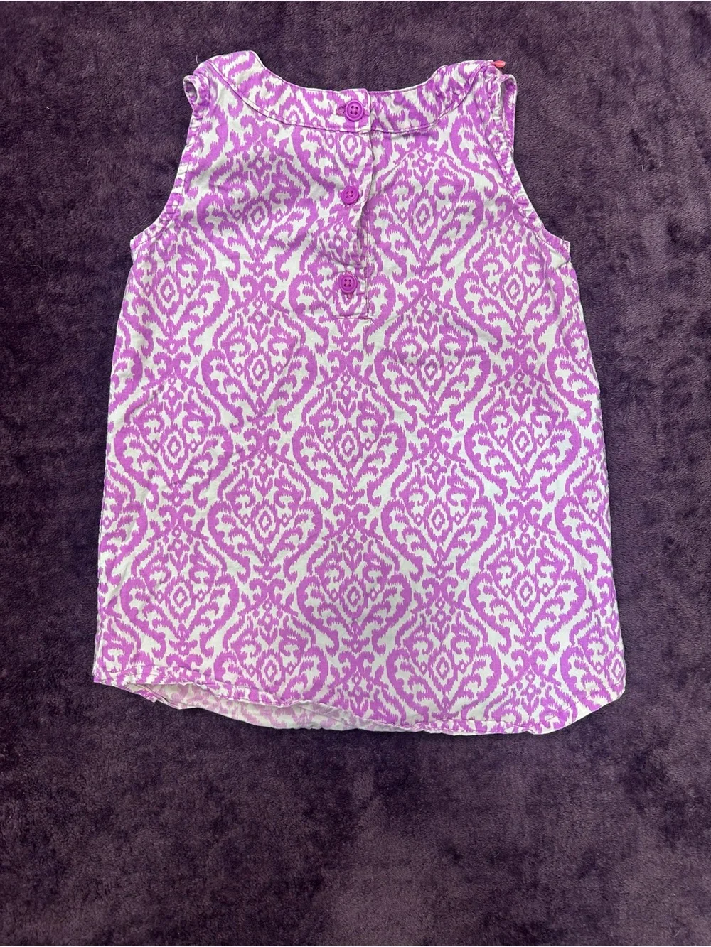 Carter's Purple and White Patterned Sleeveless Tank Top with Orange Trim